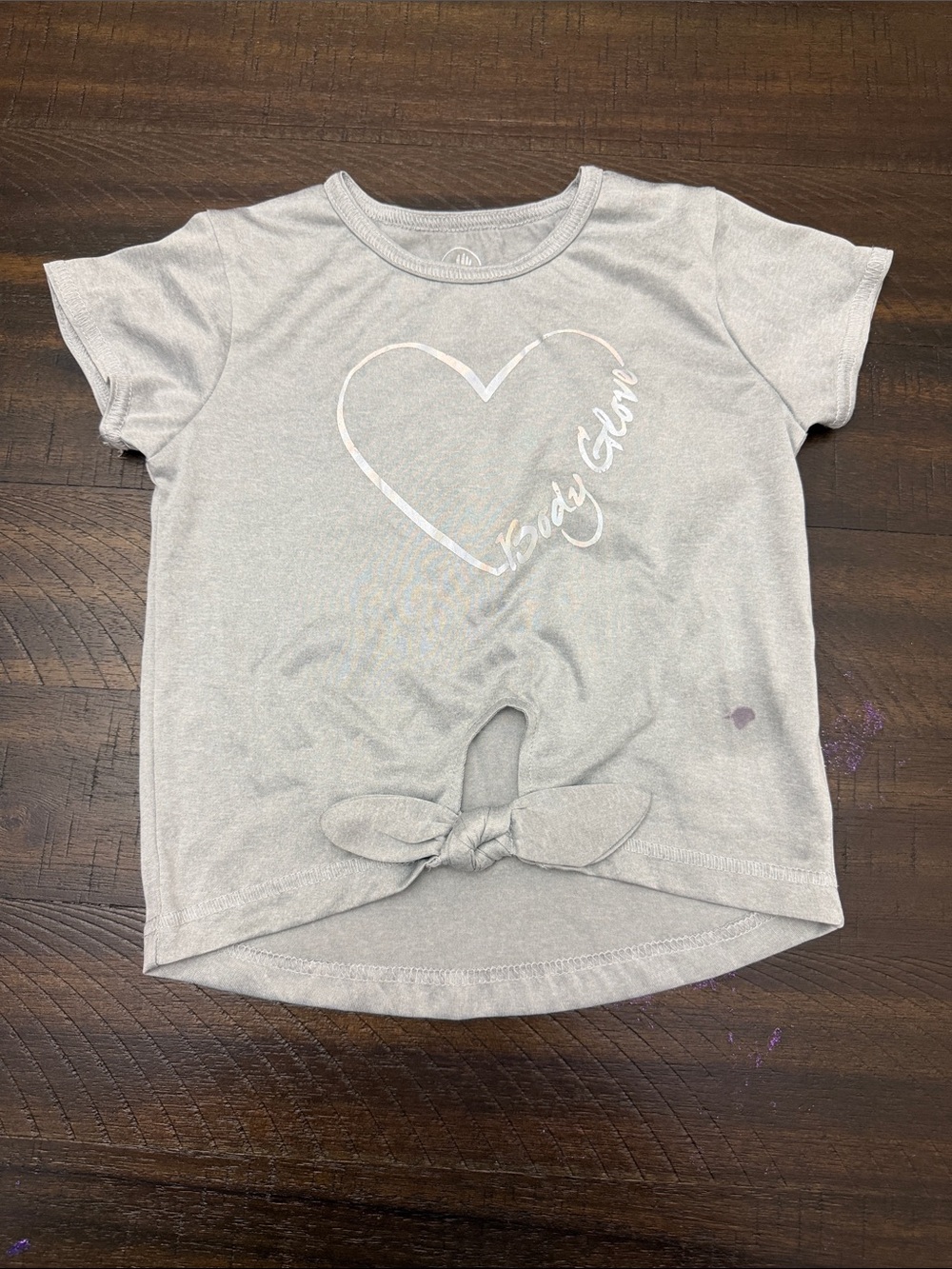 Girls' Gray Heart Tie-Front Tee